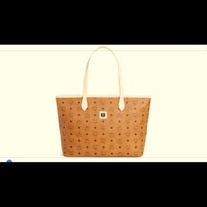 MCM Medium Liz Visetos Shopper - Brown (Nordstrom Exclusive) Cognac/ Off White